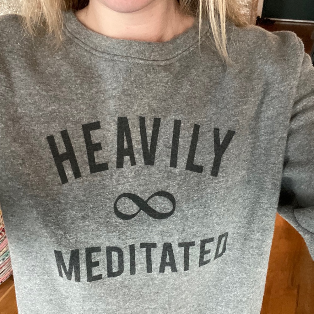 Heavily Meditated Gray Graphic Sweatshirt by Corner Shop Small